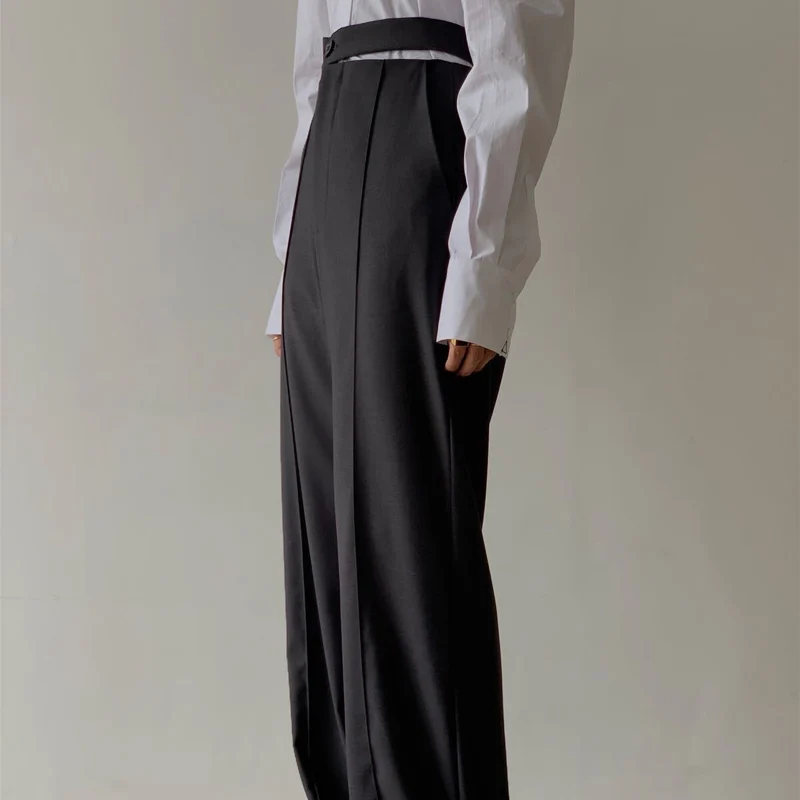 

Spring and autumn female casual pants loose solid color waist belt decoration pants