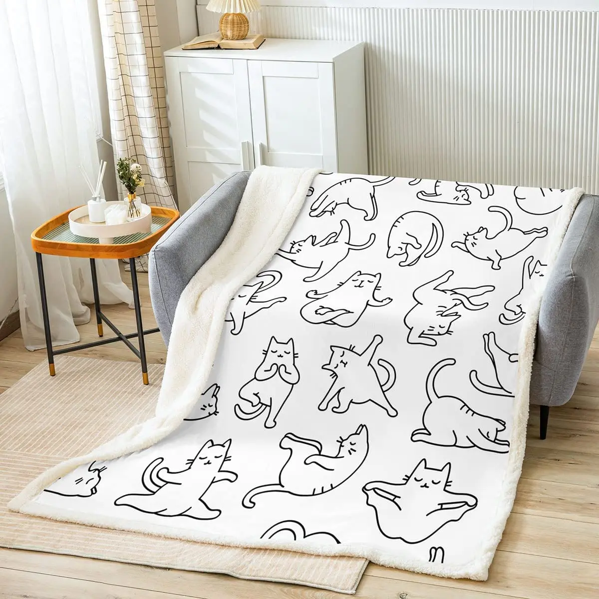 

Erosebridal Funny Cat Throw Blanket, Kawaii Kitten Plush Bed Blanket for Kids Boys Girls Children Cute Animal Pet