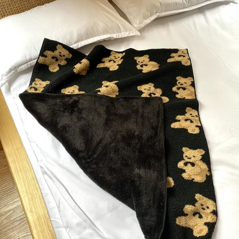 Рисунок с милым медведем одеяло из овечьей шерсти 70x100 см Детское покрывало для