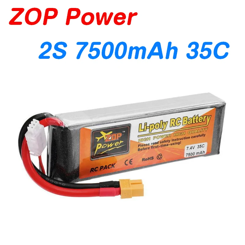 Zop Power 2S RC Lipo Аккумулятор 7 4 в 7500 мАч 35C для радиоуправляемых внедорожников |