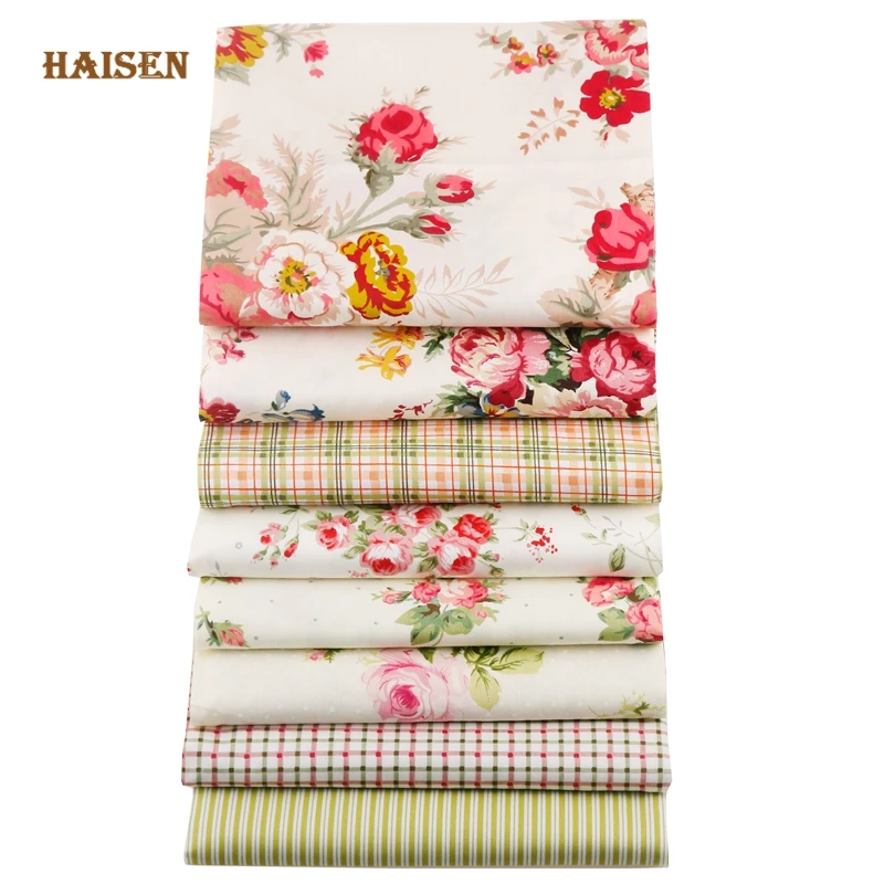 Haisen 8 шт./лот 100% саржевая печатная хлопковая Лоскутная Ткань серия цветов розы для
