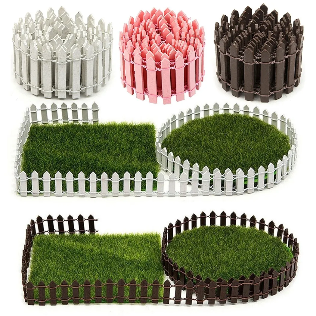 White Brown Mini Wood Fence Simulation Small Trellis 5x100cm For Succulents Potted Plants Flower DIY Home Garden Decoration images - 6