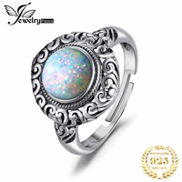 jewelrypalace vintage 1 5ct huge created opal ring unique open adjustable cocktail 925 sterling silver rings for women jewelry