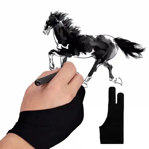 1 шт., черная перчатка с двумя пальцами, 3 размера, для художественного дизайна, графического планшета, домашних перчаток, для правой и левой р...