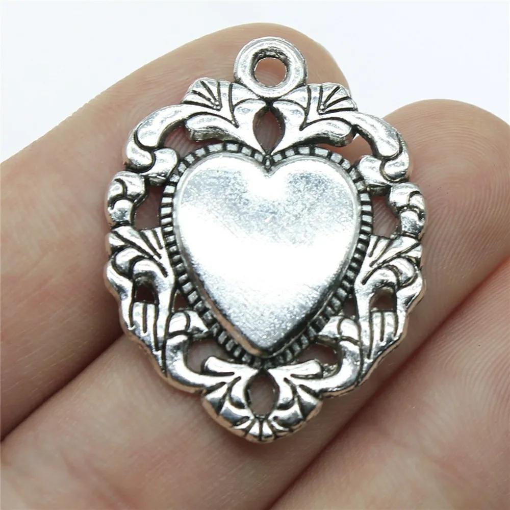 WYSIWYG 10 шт 34x26 мм Античная бронзовая подвеска в виде сердца|heart charm|vintage diycharm charm |