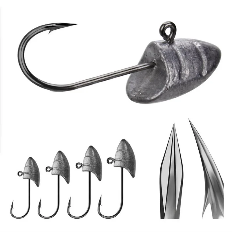 5 шт./лот крючок с свинцовой головкой для рыбалки Усиленный прорезью крови мягкой