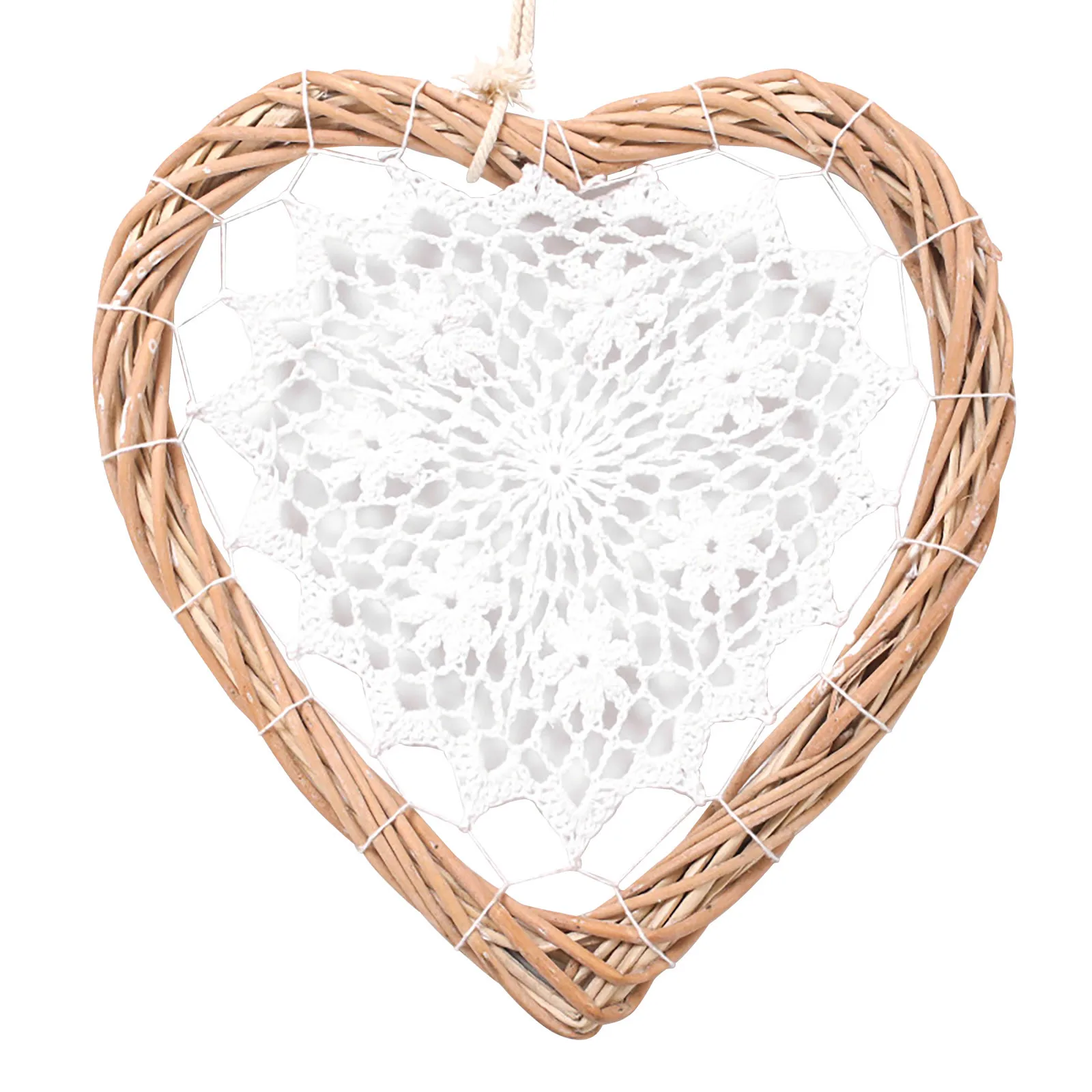 

Boutique Romantic Wicker Rattan Hanging Artificial Heart Wreath Wedding Love Supplies Home Decoration Party ornament set heart