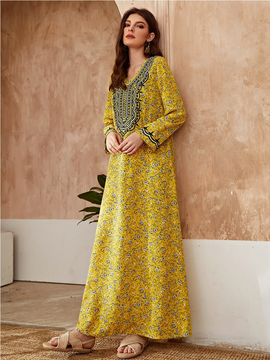 Caftan Marocain Robe Longue Femme Musulman Dubai Abaya Kaftan Turkey Islam Arabic Long Muslim Hijab Dress Abayas for Women