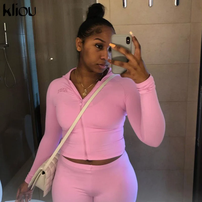 Женский комплект из двух предметов с вышивкой Kliou осенняя Повседневная