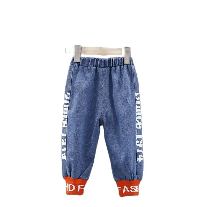 

Elastic Band Black Blue Denim Trousers Boys and Girls Spring and Autumn Fashion Casual 1-5 Years Old Children's Clothes