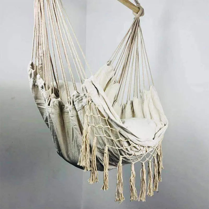 

Macrame Lounging Hanging Rope Hammock Chair Porch Swing Seat for Indoor & Outdoor Garden Patio Yard Bedroom