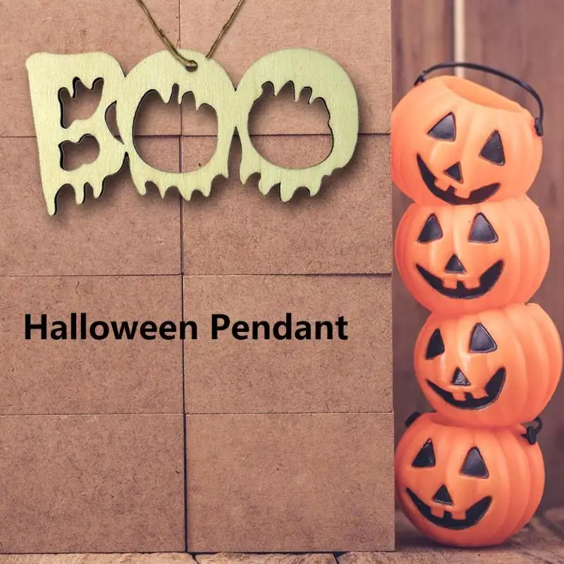 10 шт. деревянные бу Цепи слово Подвески ручной работы для Хэллоуина Крытый