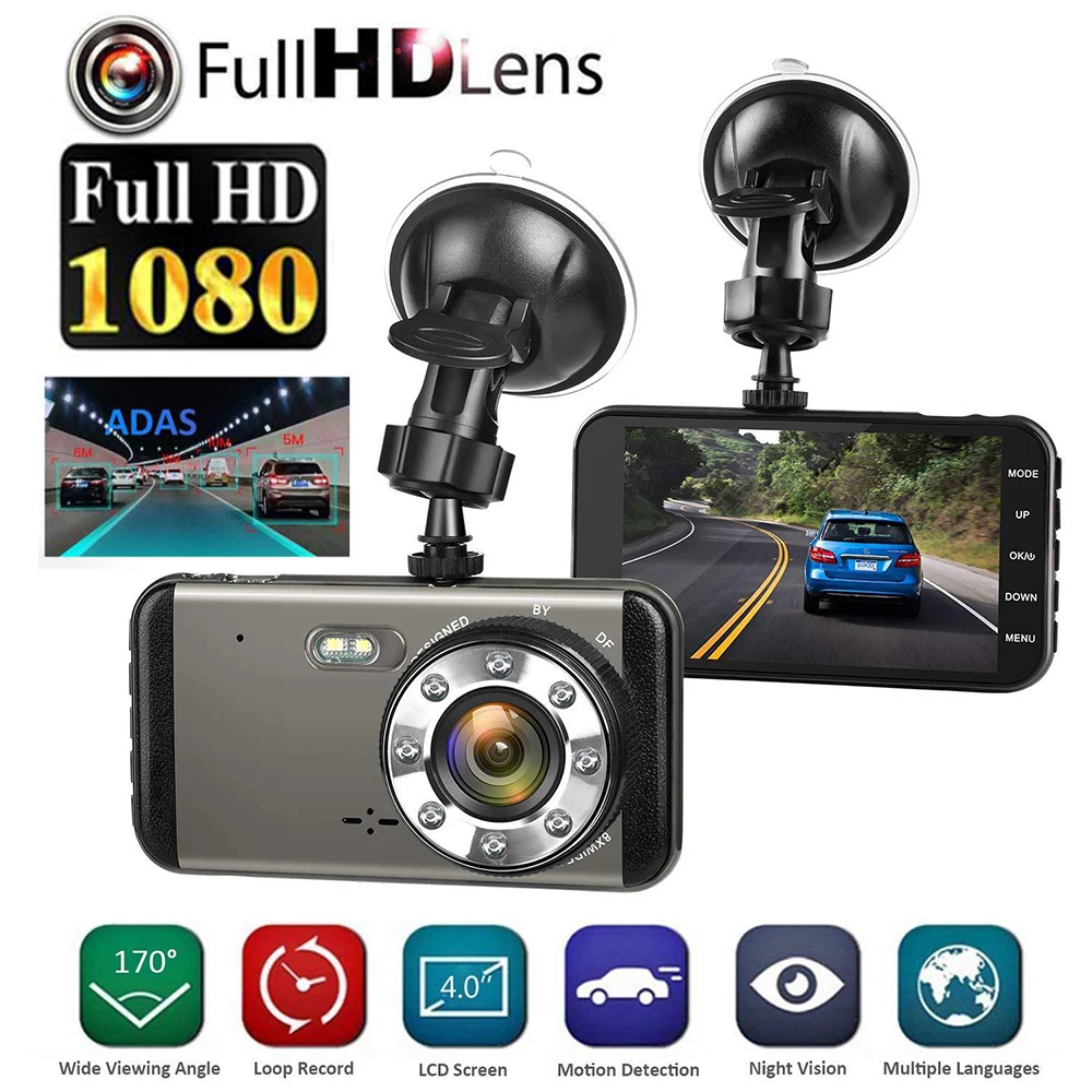 

1080P Full HD Car DVR ADAS Dash Camera Dual Lens Rear View Auto Video Recorder Dash Cam Motion Detector G-sensor Night Vision
