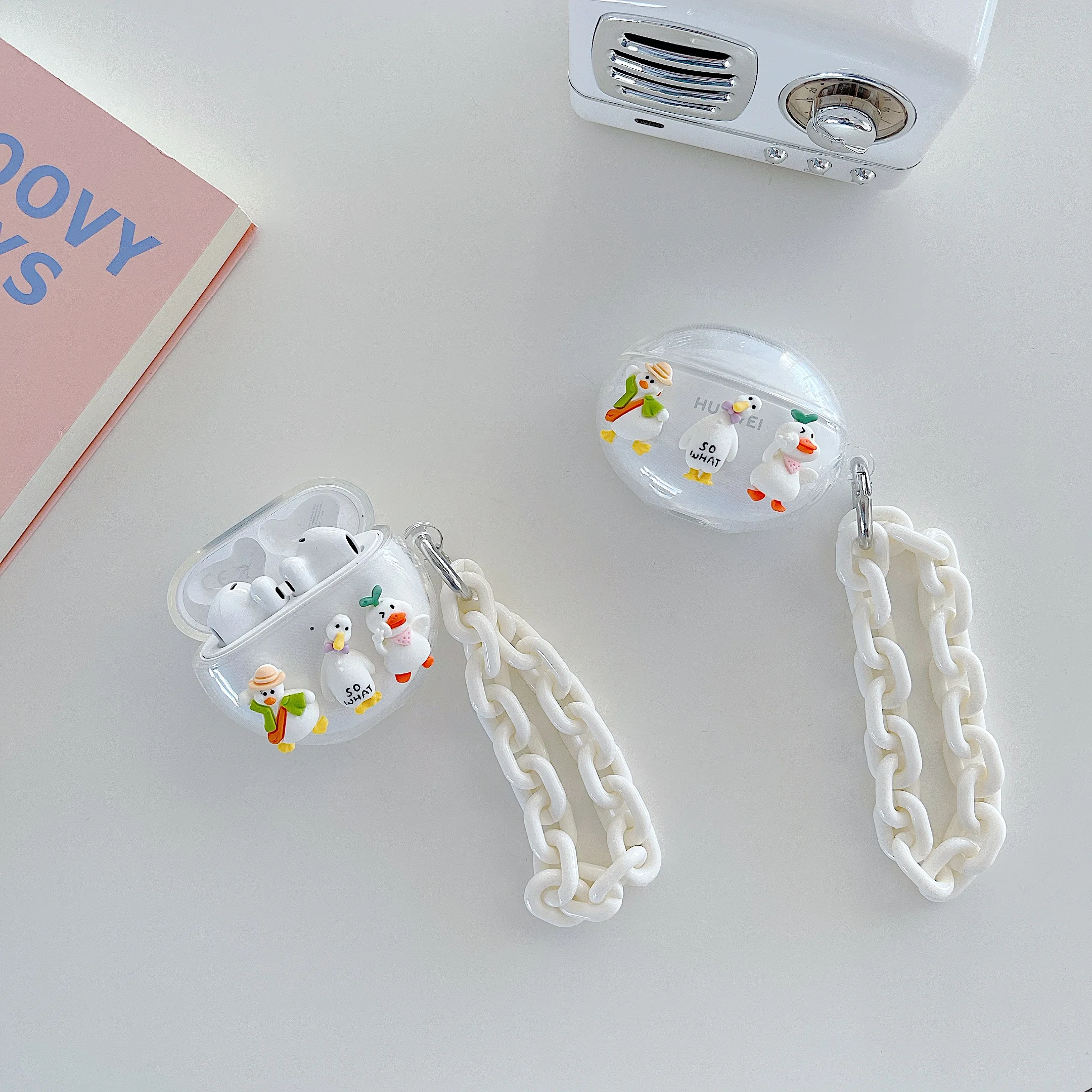 Прозрачный силиконовый чехол с изображением милой утки для Huawei FreeBuds 4i 4 3 мягкий