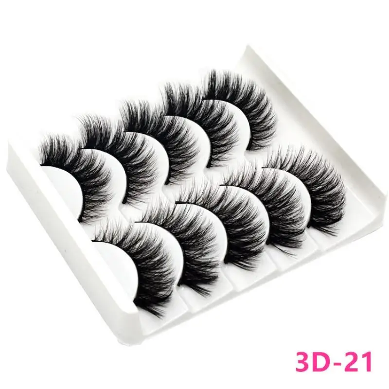 1@# 2021 Sexy 5Pairs 3D Synthetic Hair False Eyelashes Natural/Thick Long Eye Lashes Wispy Makeup Beauty Extension Tools 3D-22 | Красота и