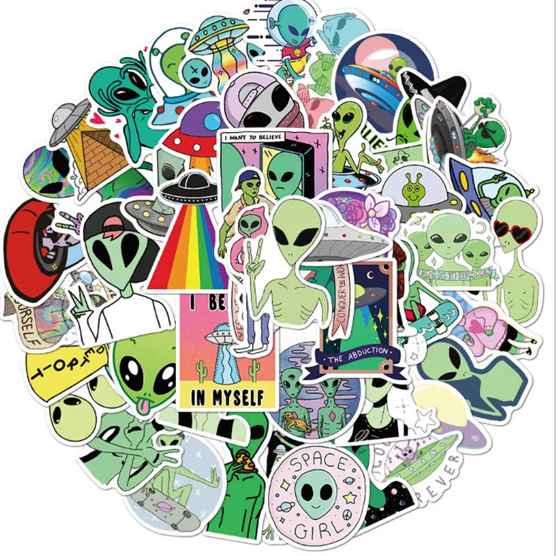

10/30/50 PCS cartoon alien stickers mobile phone case skateboard suitcase waterproof graffiti stickers decorative toys wholesale