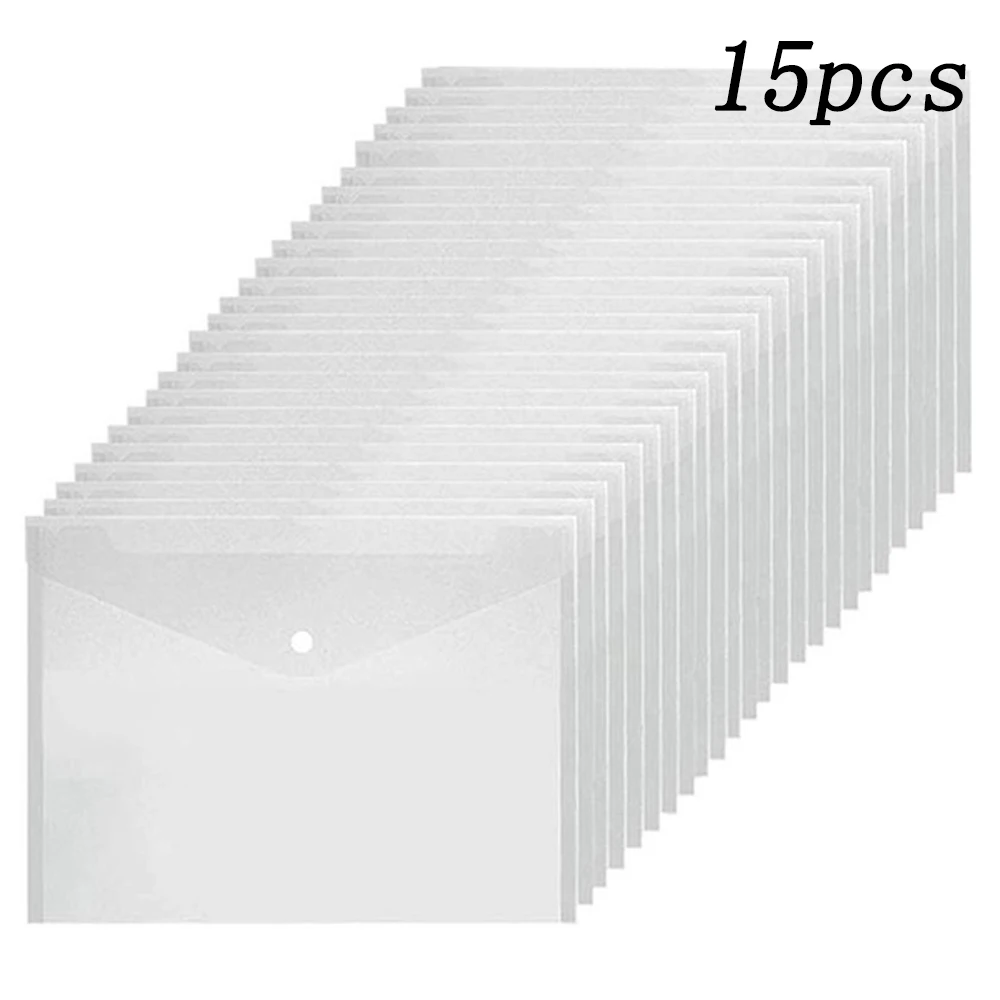 15pcs/set Transparent Plastic A5/A4 Folders File Bag Teacher Storage  office tools Water Resistant File Holder Filing Envelope
