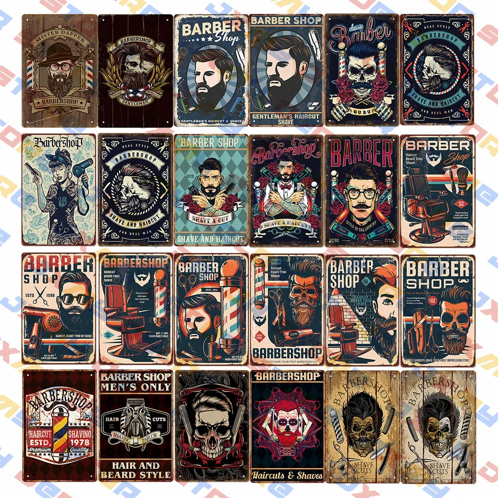 

Металлический жестяной знак BarberShop, плакат для кафе, семейная табличка, металлические пластины в стиле ретро для стрижки и бритья бороды
