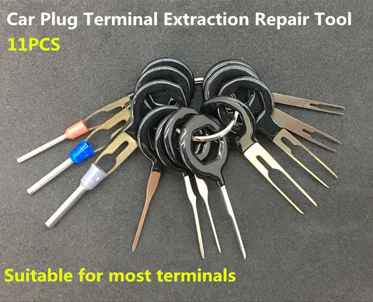 

11 pcs Auto Car Plug Circuit Board Wire Harness Terminal Extraction Pick Connector Crimp Pin Back Needle Remove Tool Set