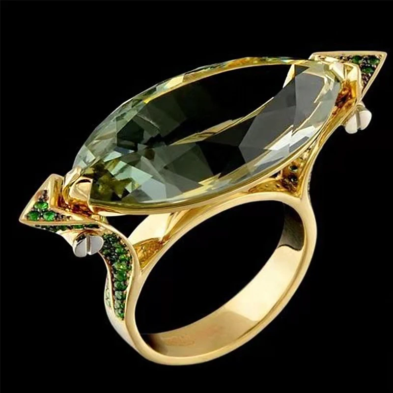 

Luxury 14k Gold Color Women Men Fashion Jewelry Natural Gemstone Emerald Rings Vintage Wedding Engagement Anniversary Teens Ring