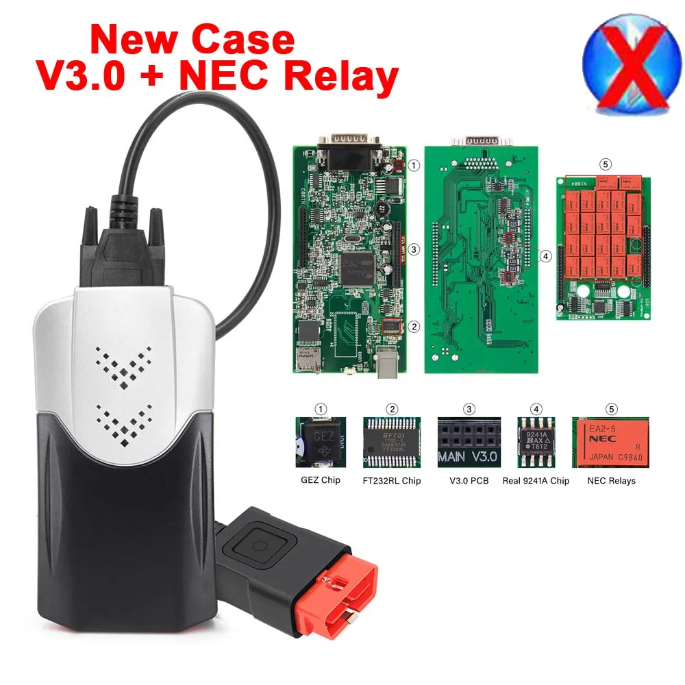 TCSPro USB TCS Pro. R3/. R1 V3.0 PCB NEC Реле 9241A Bluetooth Multidiag Pro OBDII Автомобильный грузовик диагностический инструмент OBD2 сканер,00 - Цвет: TCSPro USB