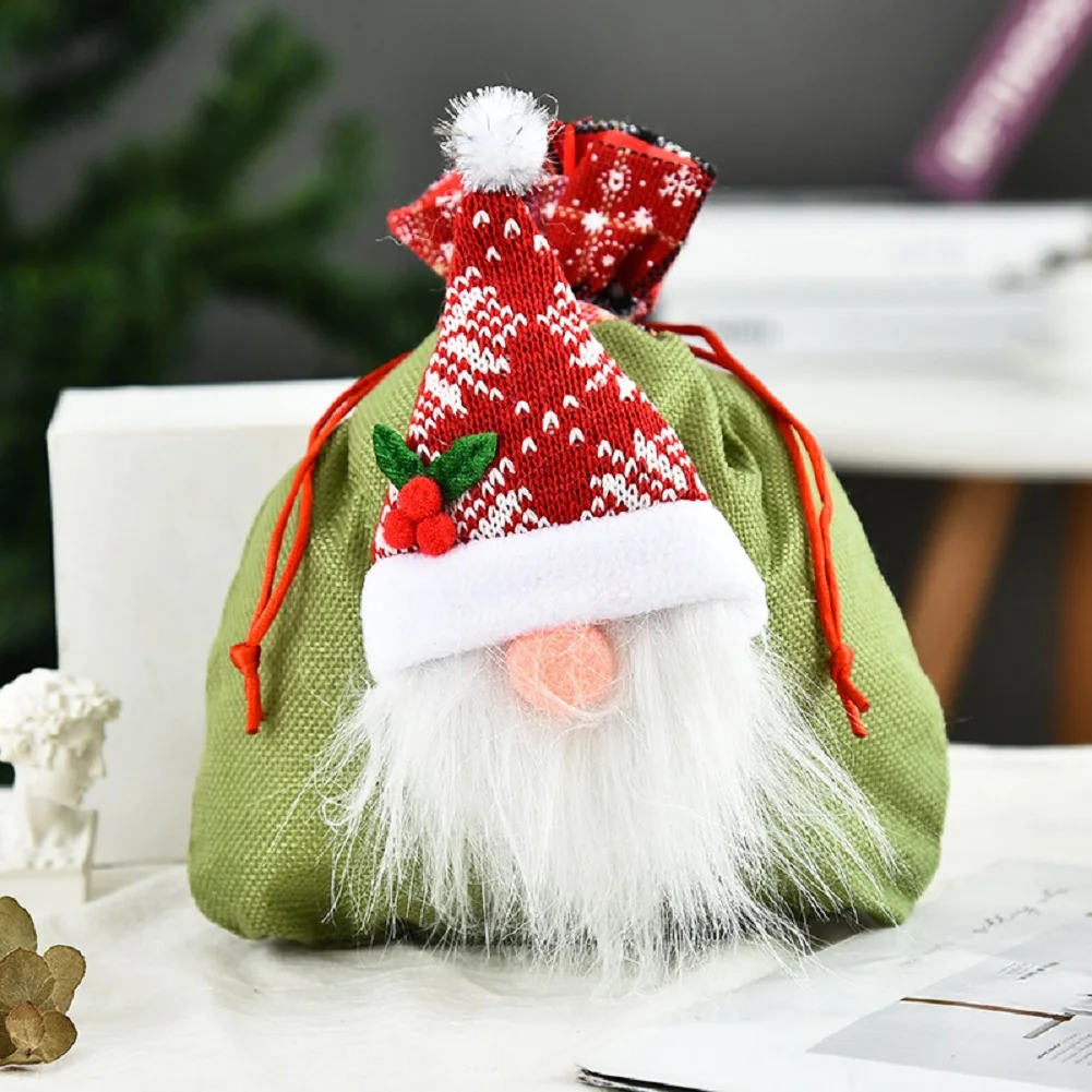 

Christmas Candy Bag Faceless Santa Clause Handbag Souvenir Bag for Candy Snack Small Gift Increase Festive Atmospher Accessory