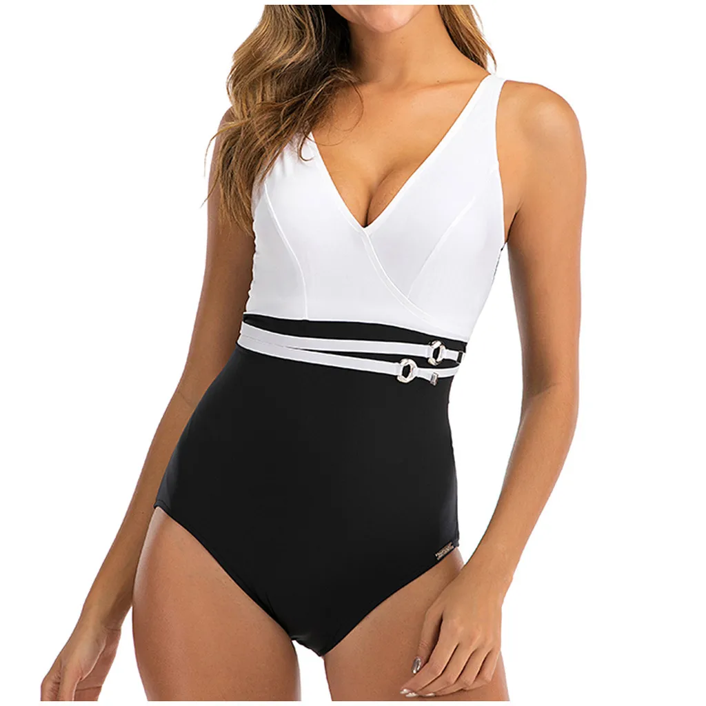 Женское бикини летнее модное черно белое платье С цветными стежками сексуальное