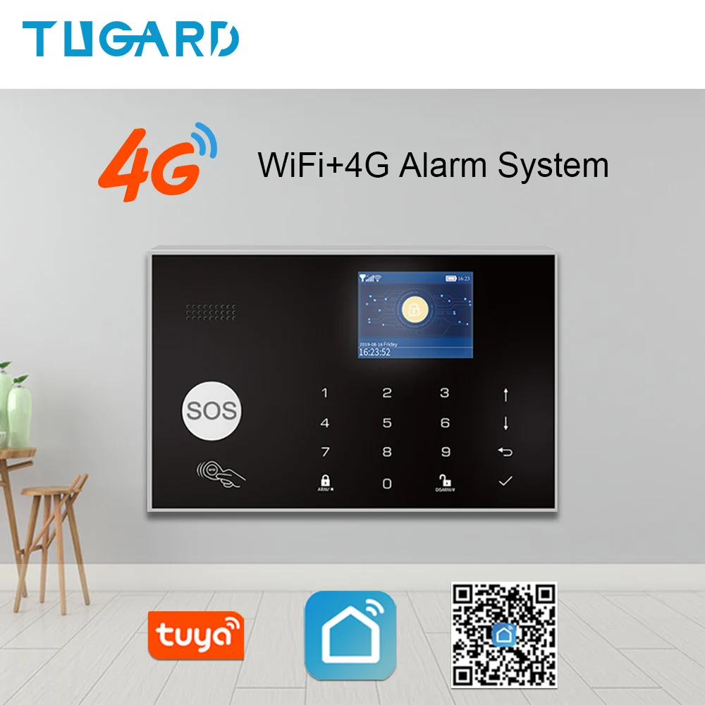 TUGARD G34 Tuya WIFI 4G&3G Home Security Alarm System 11 Languages Burglar Host APP Remote Control 433MHz Wireless Accessories