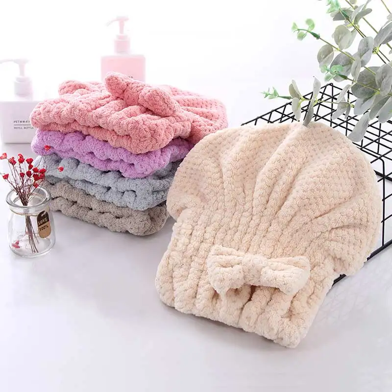 

Bathroom Microfiber Towel Fast Drying Dryer Towel Bath Wrap Hat Quick Cap Turban Shower Dry Rapid drying Hair Towel