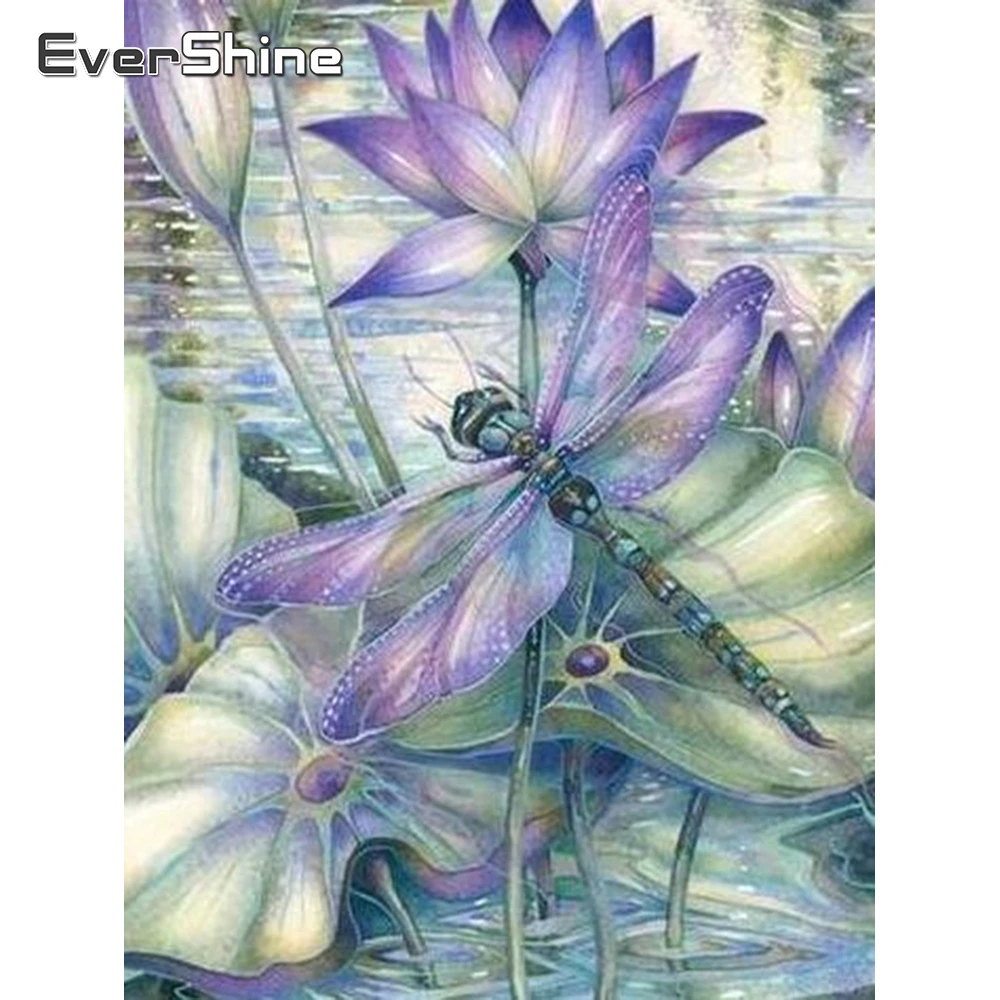

Evershine Diamond Mosaic Flower Dragonfly Diamond Embroidery Animal Cross Stitch Kit Diamond Painting Full Square DIY Needlework