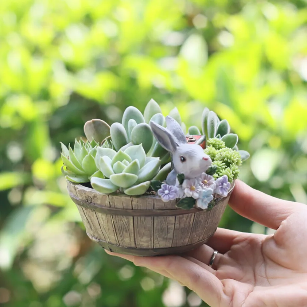  Home Office Decorative Flower Pots Succulent Bonsai Trough Box Gray Rabbit Plant Bed DIY Flower Pot