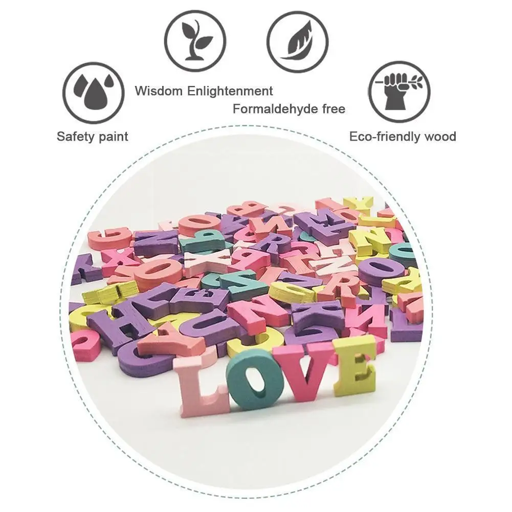 

100pcs/set Mixed Wooden Letters Numbers Blocks Children Teaching Alphabet DIY Blocks Material Puzzle Numbers kids Wooden To T4O3