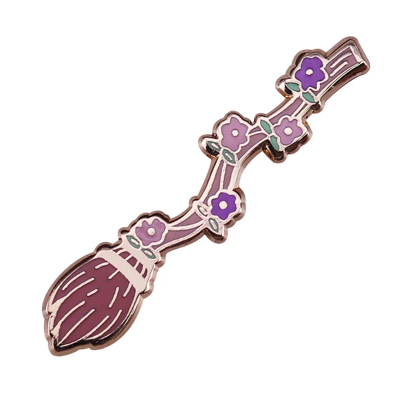 Волшебная ведьма бромпад эмалированная булавка с розовыми цветами волшебный