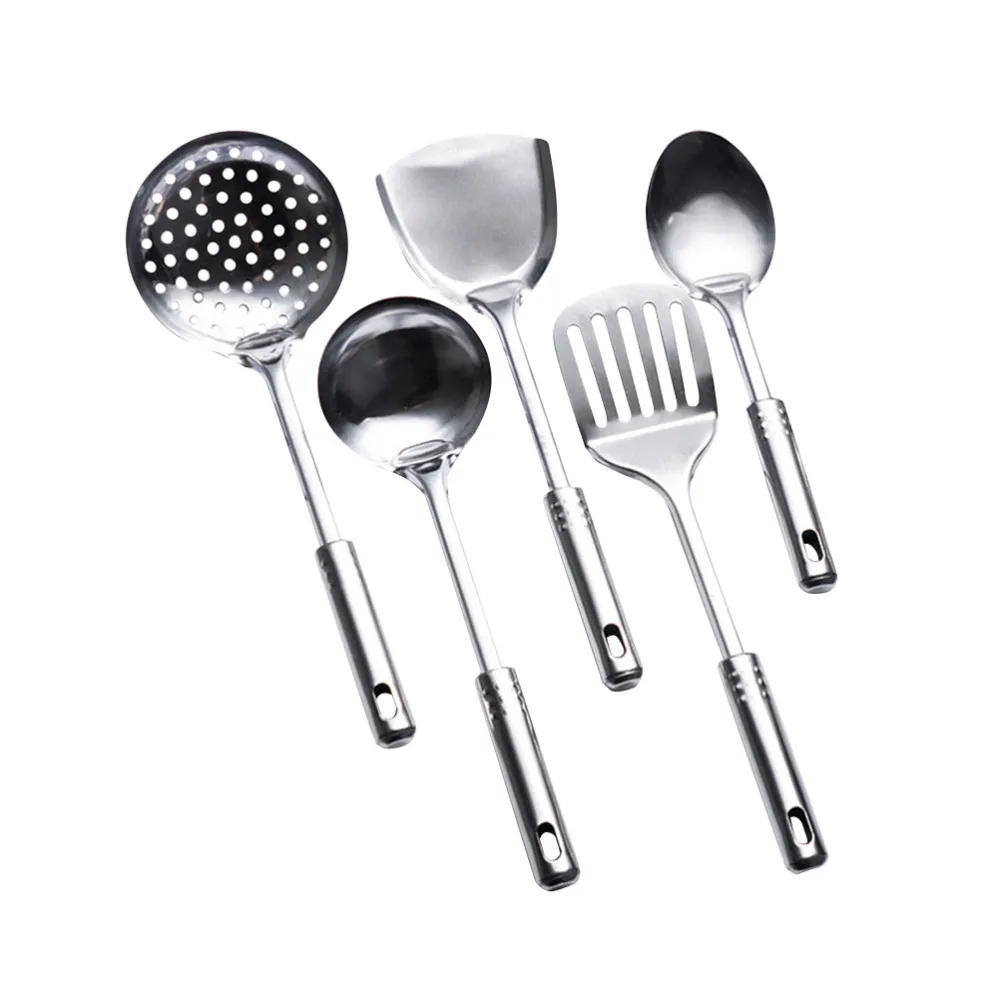 

5 Pcs Multifunctional Kitchen Utensil Set Stainless Steel Spoons Shovel Spatula Cooking Tools Kitchen Supplies