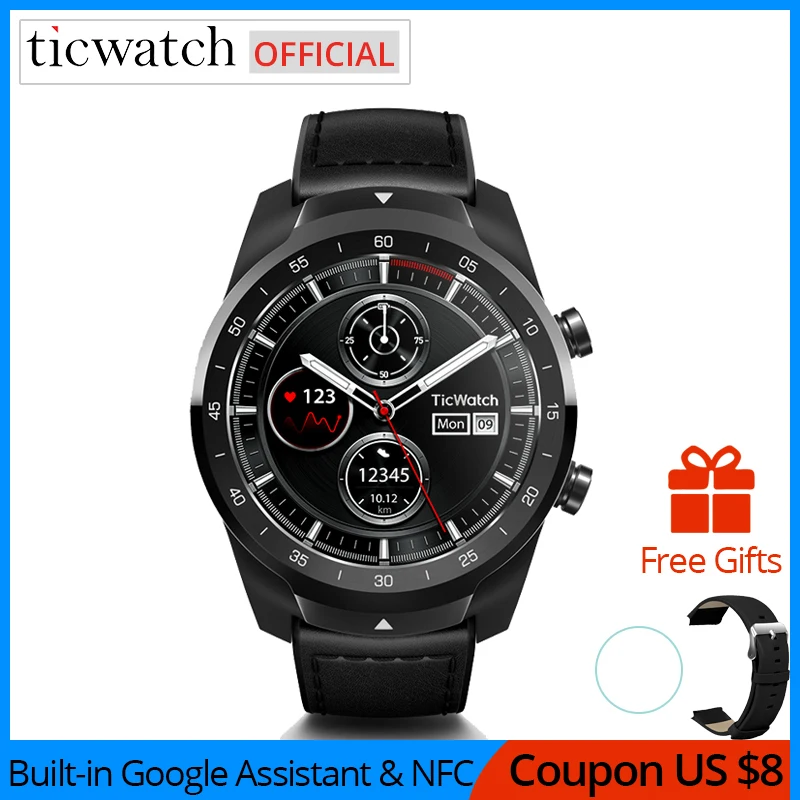 Ticwatch Pro Bluetooth Смарт-часы IP68 Водонепроницаемый поддержка nfc-платежей/Google Assistant одежда OS& nbsp; Google спортивные Смарт-часы