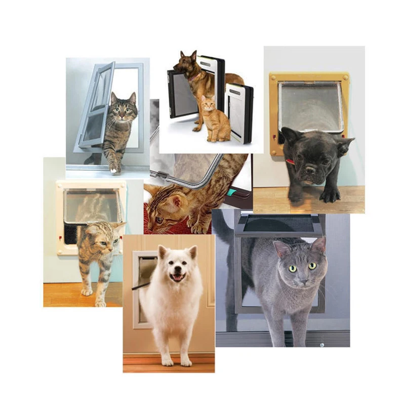 Откидная дверь для кошек с 4 сторонним замком безопасная откидная собак котят из