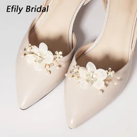 efily white wedding shoe clip flower pearl rhinestone shoe buckle charms high heels accessories women brooch bridesmaid gift