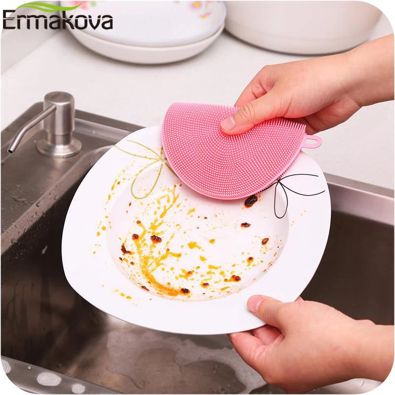 ERMAKOVA силиконовая губка для посуды Чистящая Щетка Кухня скруббер овощей щетка