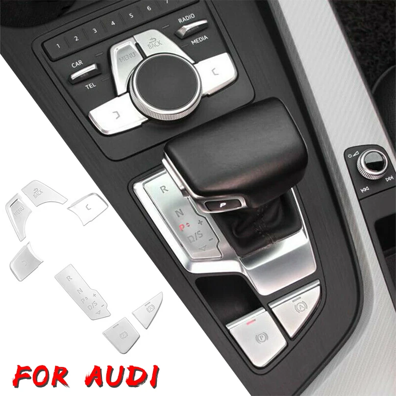 Серебряная центральная консоль мультимедиа кнопка Декор Обложка Наклейка для Audi