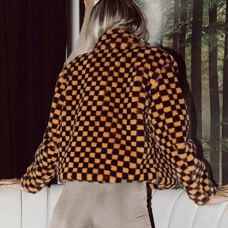 

Checkerboard plaid coat women's Europe and America women's women's fall 2021 new street hipster cardigan top