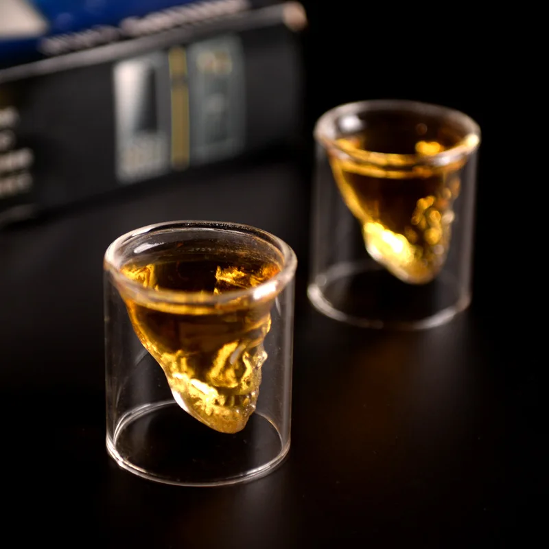 Бесплатная доставка 4 шт./компл. кружка с двойным дном черепом стакан для виски