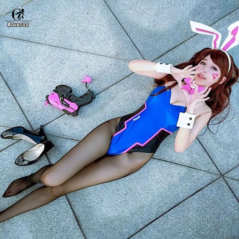 ROLECOS игра OW dva Косплей Costum Song hana Bunny Girl Cotume сексуальный женский комбинезон милый