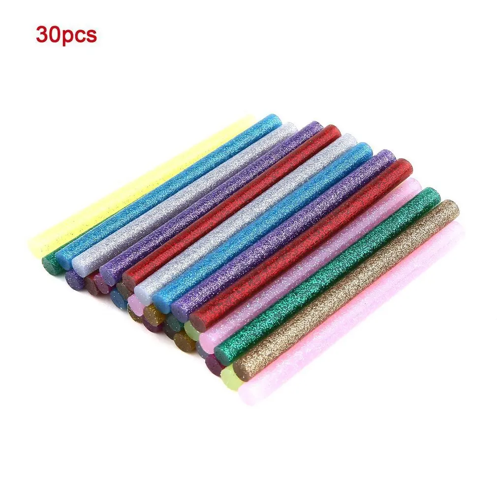 

30pcs/pack Multi Colors Glitter Hot Glue Sticks Non-toxic High Adhesive Sticks Melt Glue DIY Decor Handcraft Tools