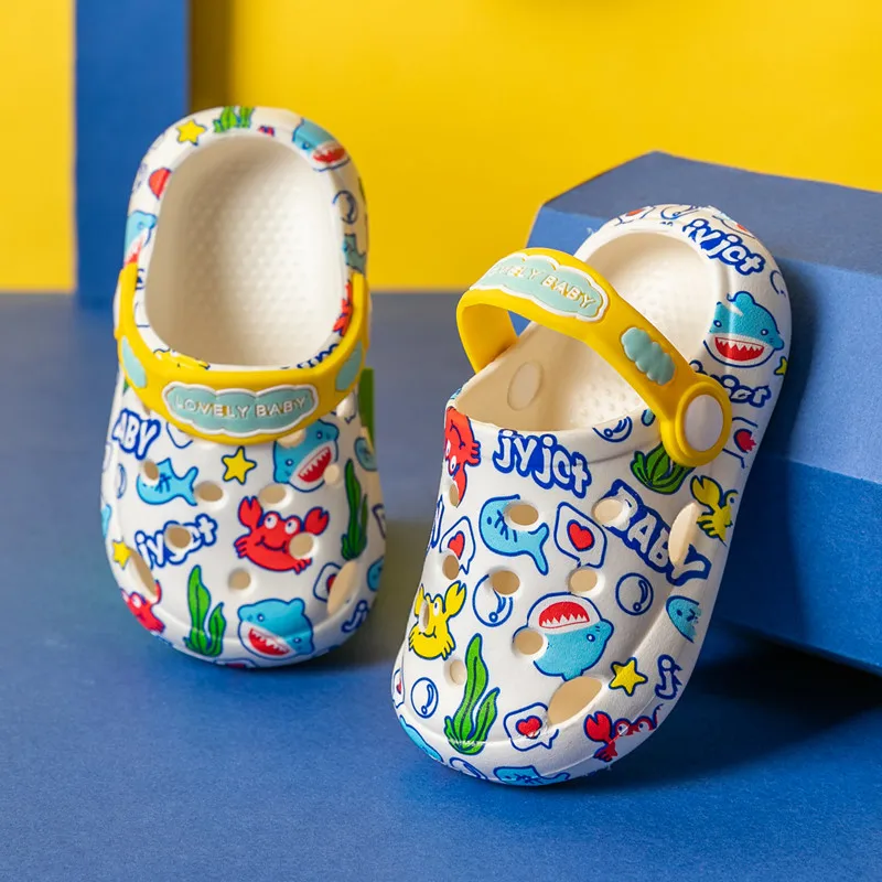 

1-5Y Children Garden Shoes Summer Boys Girl Beach Sandals Home Cartoon Toddler Slippers Closed Toe Non-slip Flat Heel