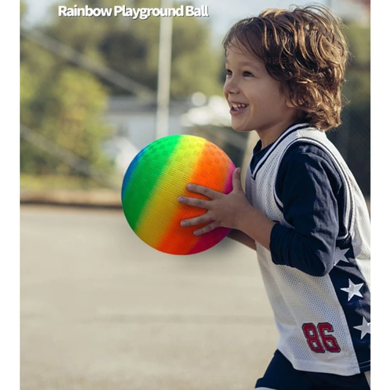 

Rainbow Football Kids Plastic Inflatable Toy Football Summer Beach Ball Jumping Ball for Indoor Outdoor Sport Backyard Park Beac