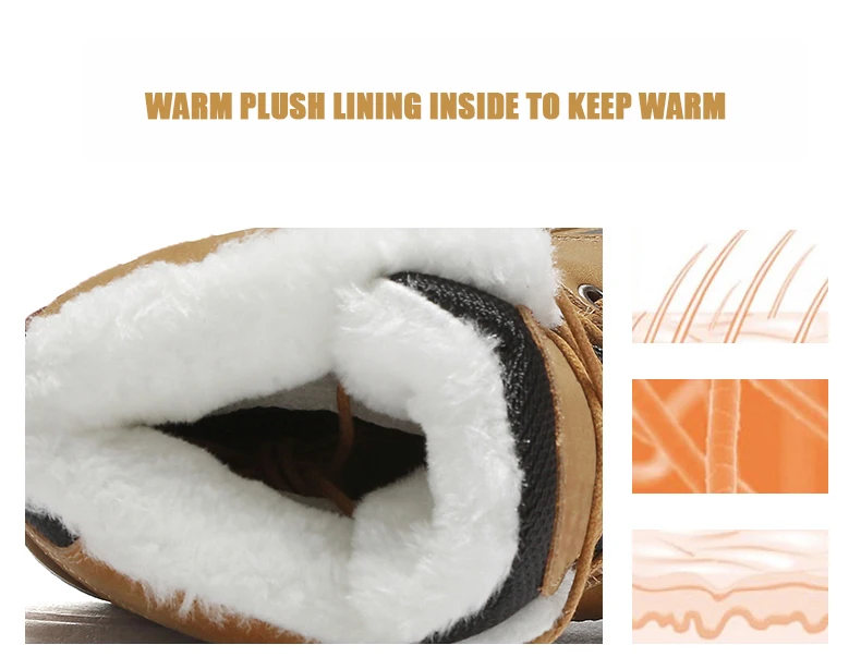 Men Boots Sneakers Snow Boots for Men Thick Plush Winter Shoes Men Waterproof Winter Work Boots Warm Shoes Plus Size 39-46