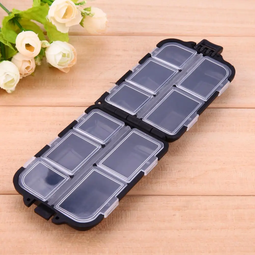 10 Compartments Storage Case Box Plastic Fishing Lure Spoon Hook Bait Tackle Small Accessory Square Fishhook | Дом и сад