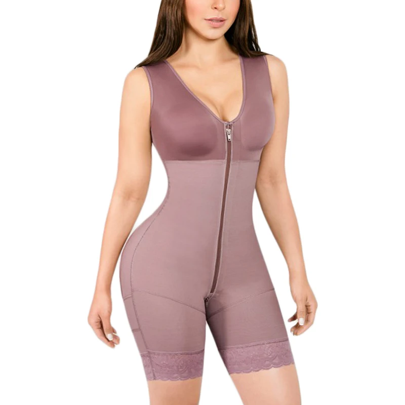 

High Compression Central Zipper Shapewear With Bra Tummy Control Shapewear Thong High Waist Ladies Bodysuit