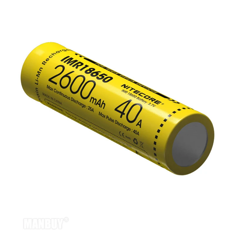 Аккумуляторная батарея NITECORE Power IMR18650 2600 мА/ч 40A 3 7 В литий ионная защита высокая