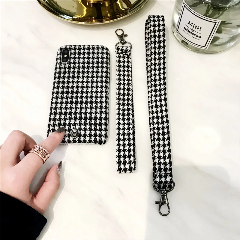 Роскошный Ретро Черный Белый силиконовый чехол для iPhone XS Max XR X 6 6S 7 8 Plus с ремнями |